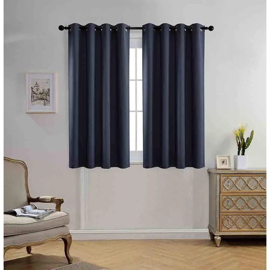 

Blackout Curtains Room Darkening Textured Grommet Window Curtains 2 Panels for Bedroom 52x63 Inch Navy Blue