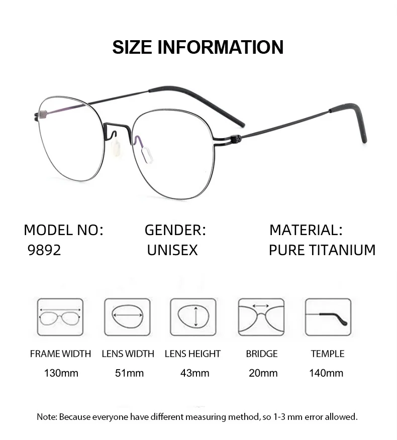 ELLCCION Prescription Glasses Pure Titanium Super Quality Optical Eyewear Men Women Round Glasses Myopia Minus Lens Photochromic