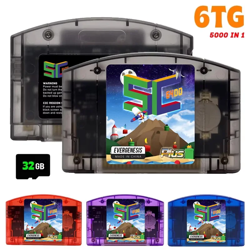 EVERGENESIS 64 مفتوح المصدر N64 5000 في 1 لعبة خرطوشة لنينتندو 64 بطاقة الألعاب مجانية 32G بطاقة التوافق دعم 64DD ألعاب