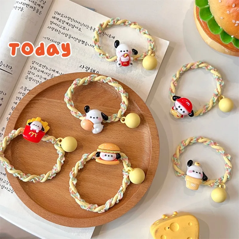 Sanrio Pochacco Cartoon Cream Yellow Puppy Hair Ring Hair Accessories Sweet Fresh Girl Style Hair Rope Rubber Band Headdress