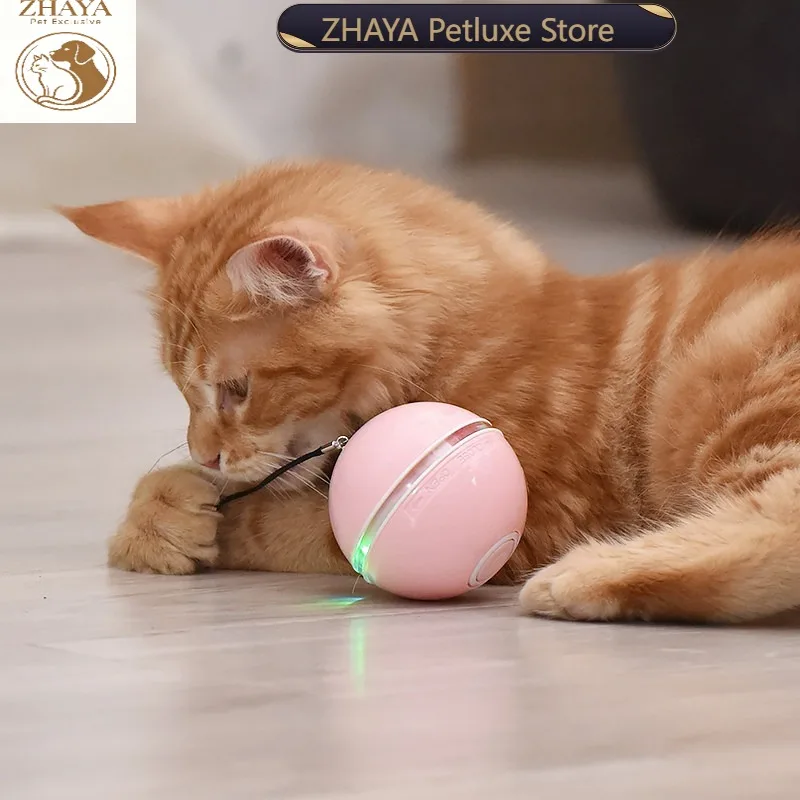ZHAYA Smart Interactive Cat Ball Toy Automatic Rolling Electronic Pet Toy with Catnip USB Rechargeable Funny Kitten Exercise