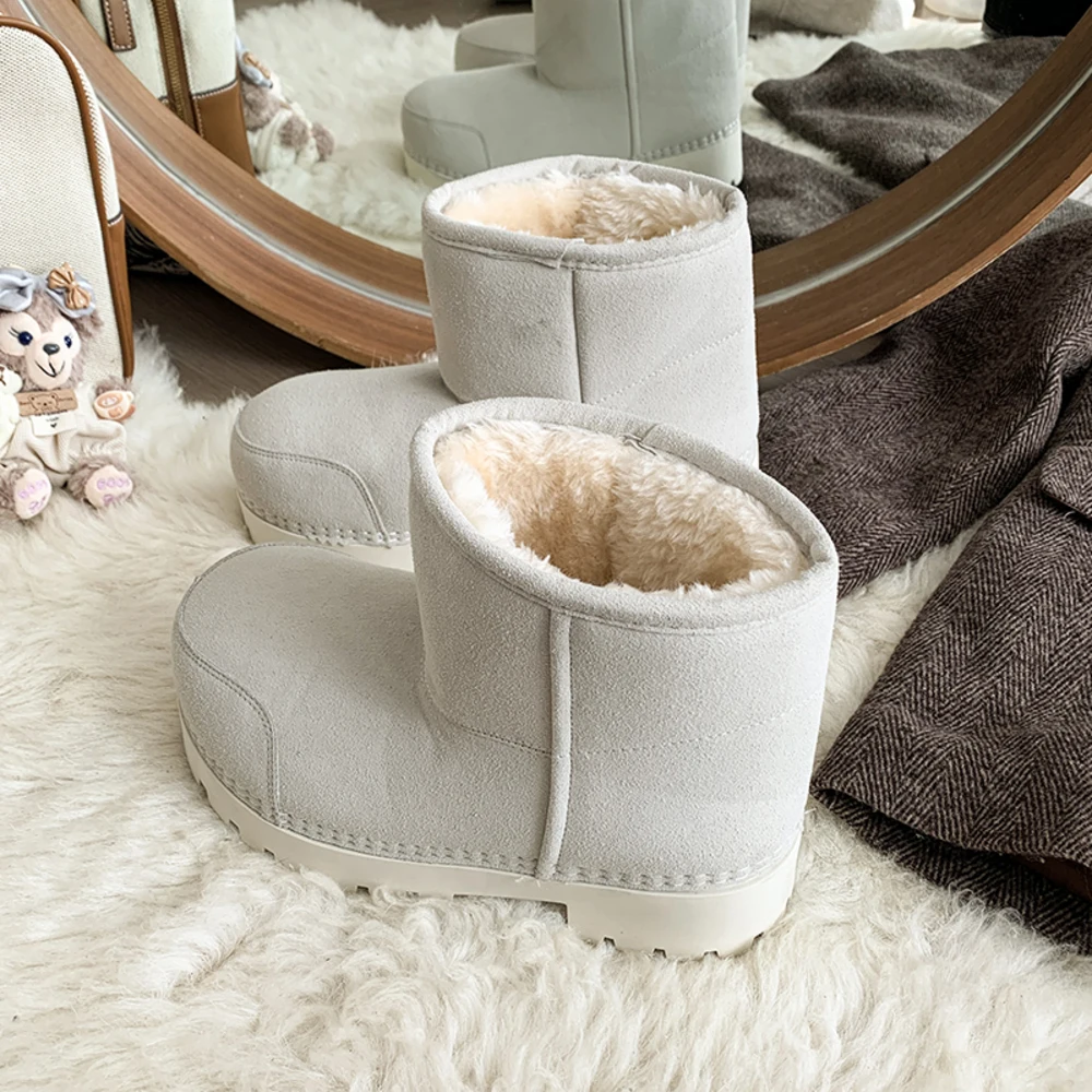 

Branded Short Women's Snow Boots Thick-soled Cute Big-head Ankle Boots Winter Thickened Warm Comfortable Waterproof Snow Boots