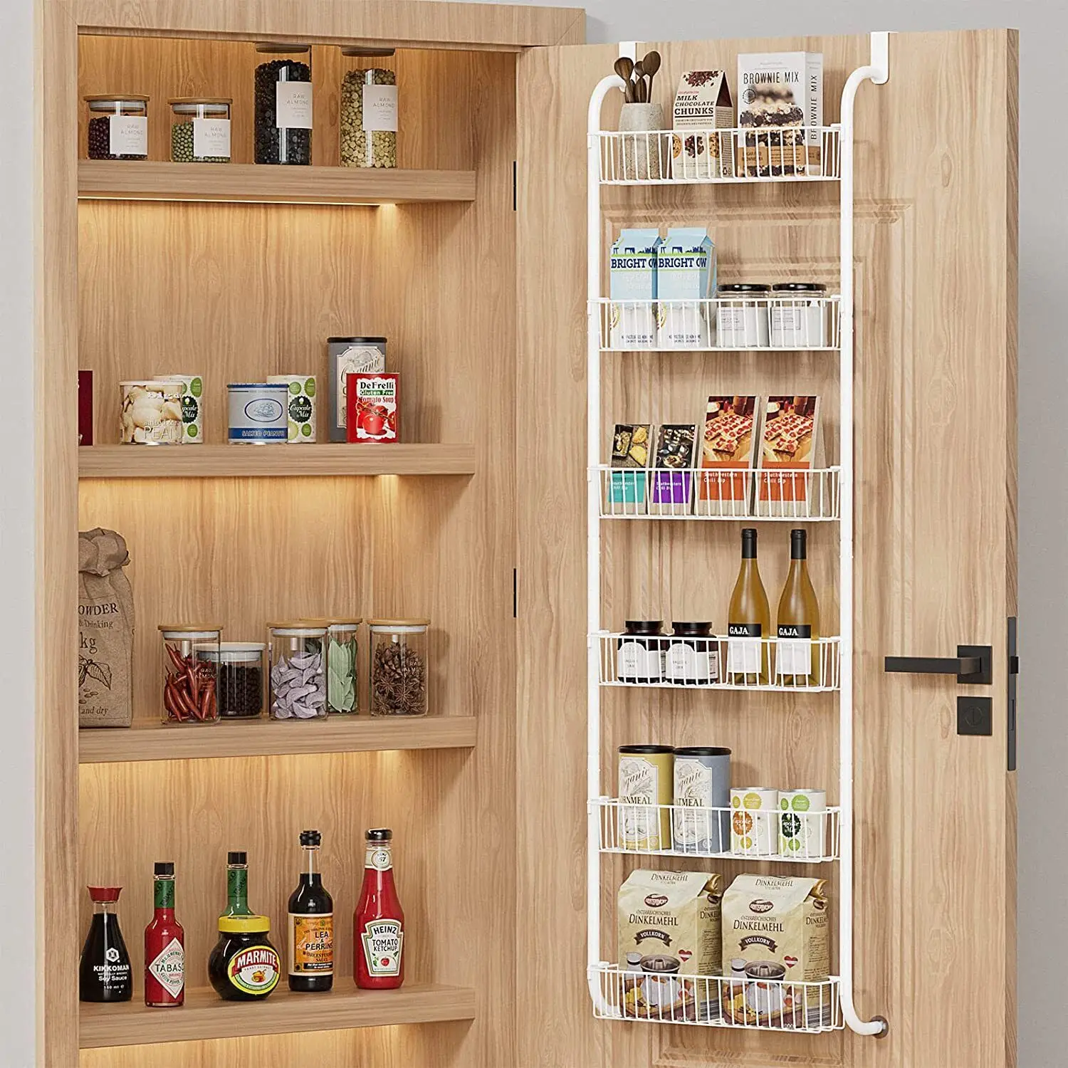 6-Tier Adjustable Pantry Organization Storage, Heavy-duty Metal Door Spice Rack for Kitchen, Bathroom 1