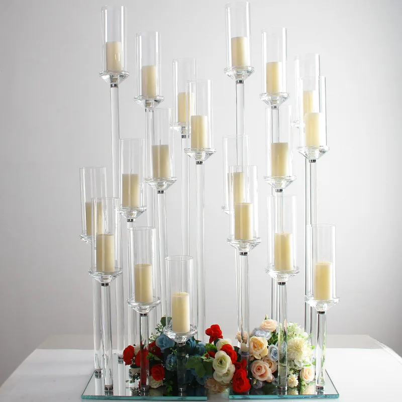 

Candlestick ornament hotel studio wedding glass candlestick road wedding decoration Qixi Festival