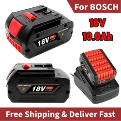 Batería de litio de repuesto para taladro profesional Bosch, BAT609, BAT610, BAT618, BAT619, 18V, 10Ah, GBA, GSR