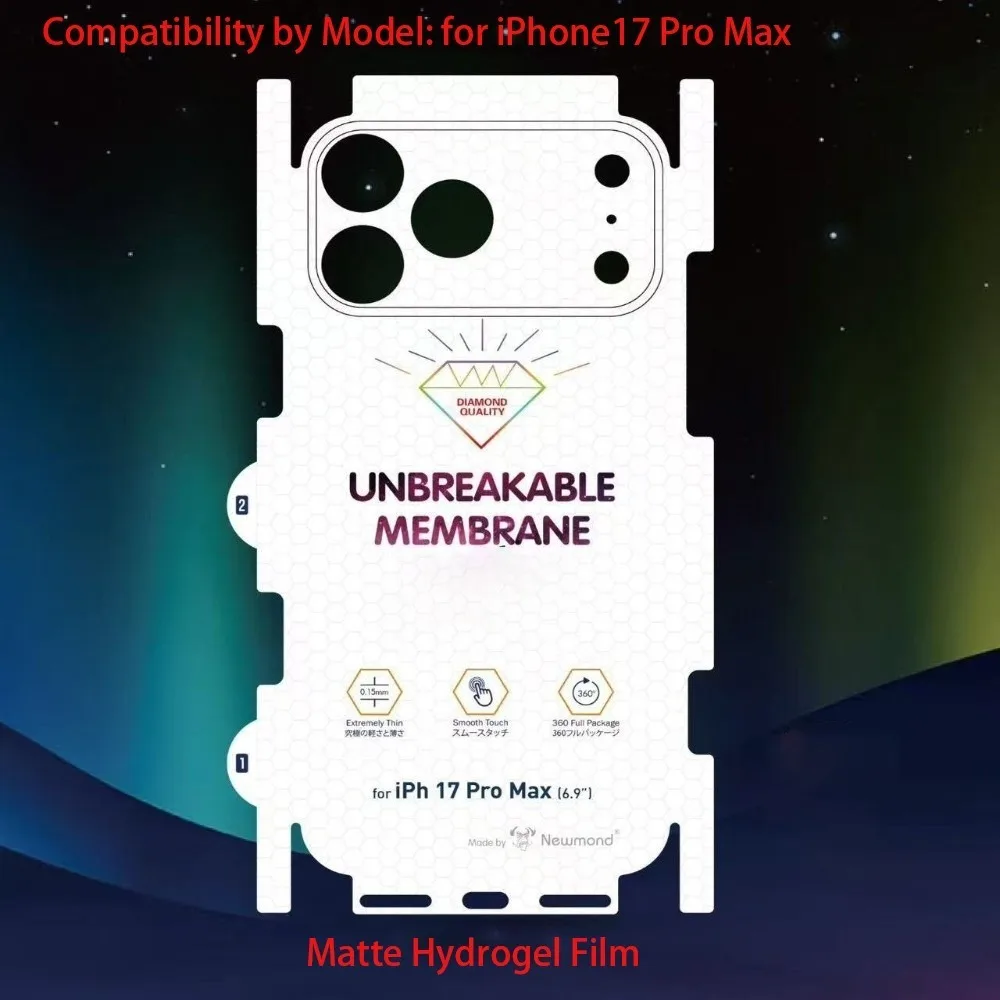 HD Clear Back Screen Protector Soft TPU Anti-scratch Screen Protector Film Anti-Shatter Matte Film for iPhone 17Pro/17 Pro Max