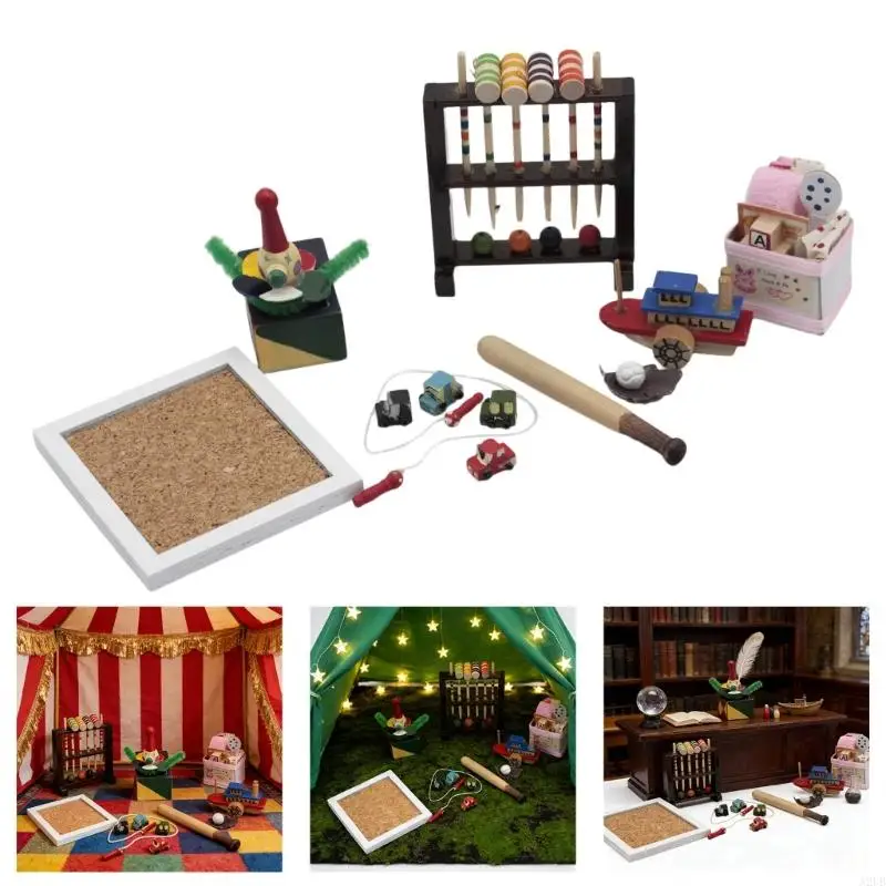 Handcrafted Wooden Dollhouses Miniature Model Toy Set In Precise 1/12 Scale For Realistic Home Scene A2UB
