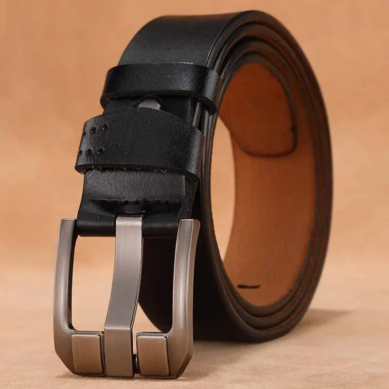 2024 Plus Size Belt Fat 130 140 150cm Men\'s Business High Quality Cowskin Real Genuine Leather Belt Pin Buckle Waist Belts Jeans