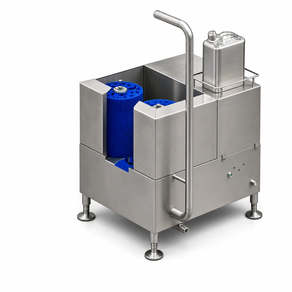 Compact Industrial Boot Washer for Food Factory Shoe Sole and Upper Cleaning