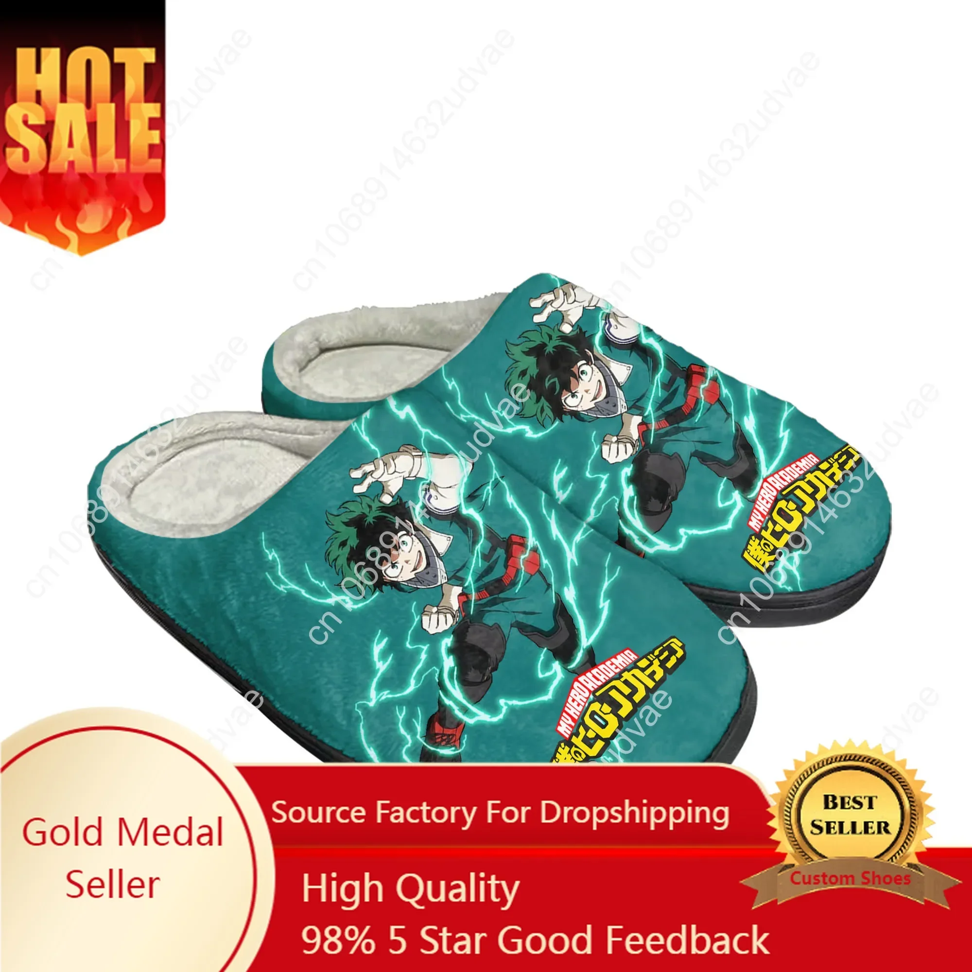 Izuku Midoriya My Hero Academia Home Cotton Custom Slippers Mens Womens Sandals Plush Casual Keep Warm Shoes Thermal Slipper