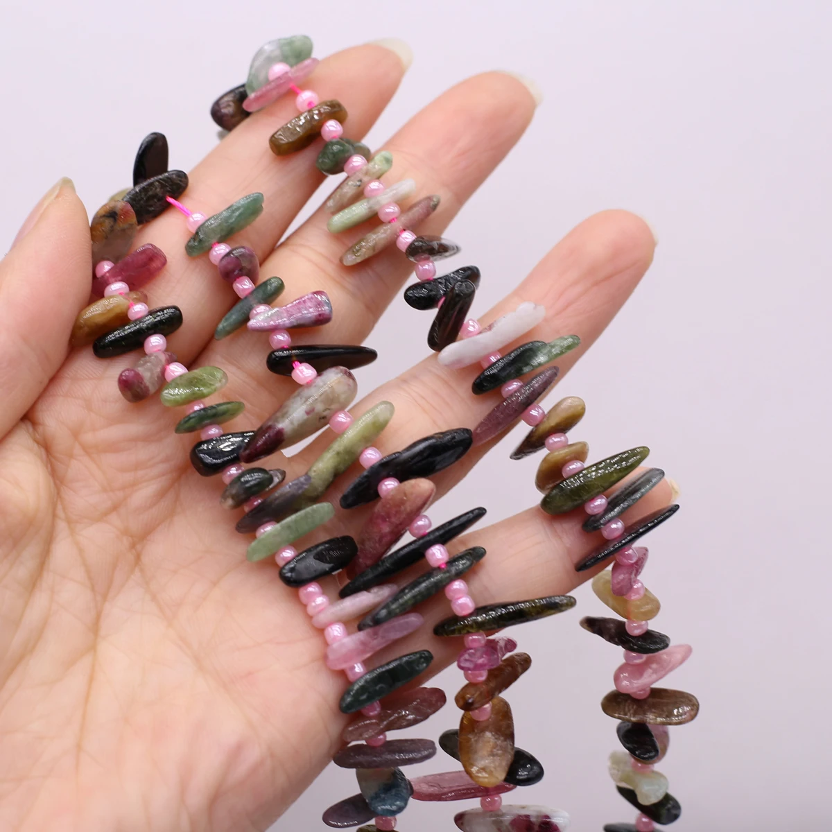 

Natural Stone Colored Tourmaline Isolation Beads 8-20mm Jewelry Making DIY Necklace Bracelet Accessories Gifts 38cm