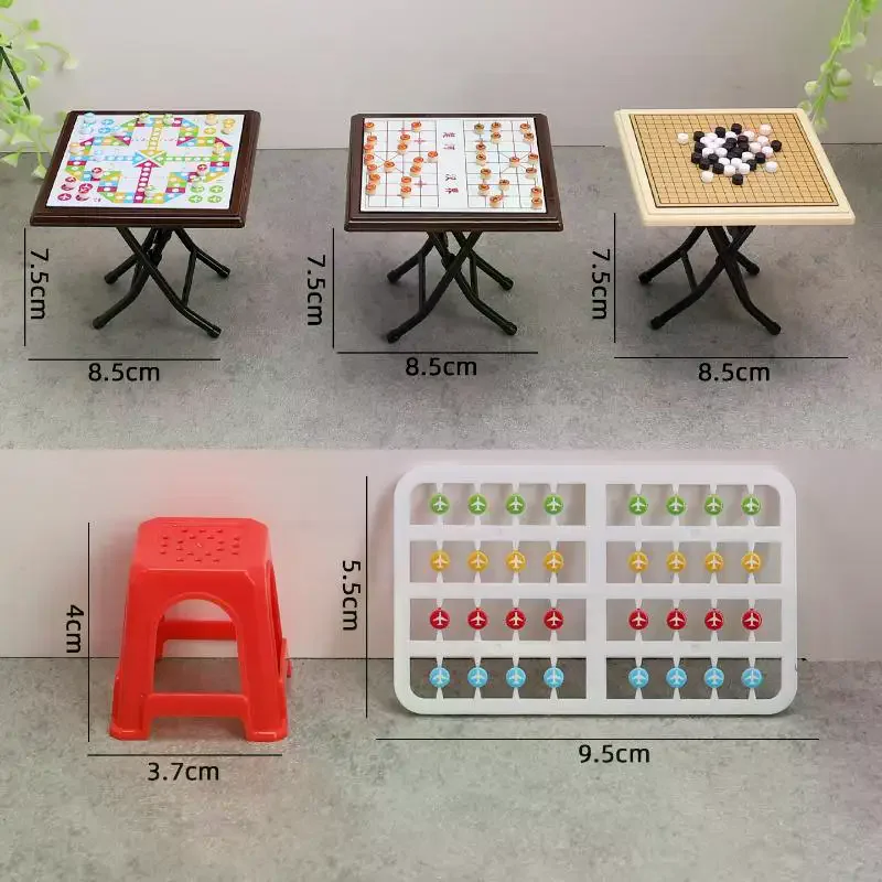 1 Juego de Mini ajedrez Gomoku para casa de muñecas, juguete de simulación, modelo de ajedrez volador en miniatura, accesorios para casa de muñecas, decoración de escritorio
