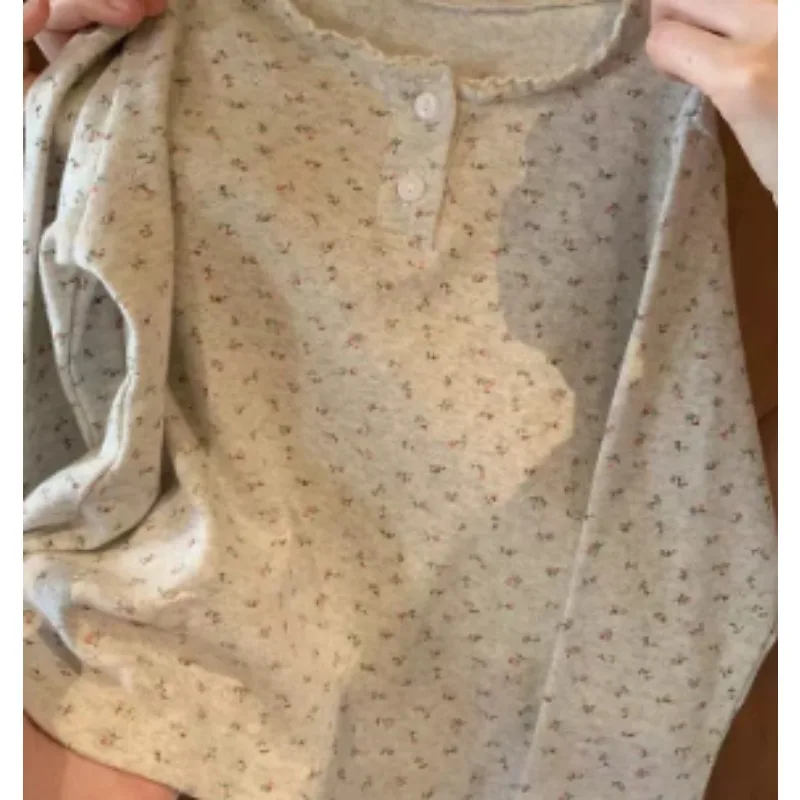 2024 Autumn New Product Children's Floral Korean Version Knitted Bottoming Shirt Girls Lace Collar Elastic Long-sleeved Top