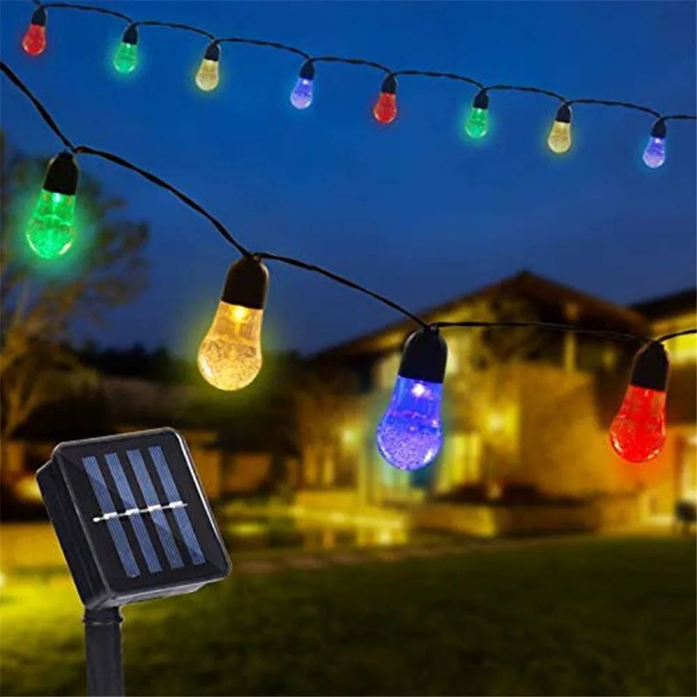 20/30/50leds Solar Crystal Bubble Ball String Lights 8Modes Outdoor Crystal Ball Lighting for Garden Wedding Christmas Holiday