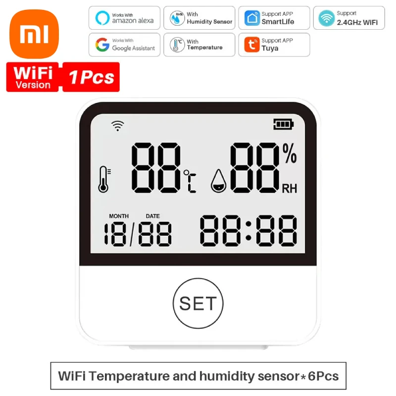 

Xiaomi Tuya Smart WIFI Temperature And Humidity Sensor Backlight LCD Display Indoor Thermometer Hygrometer Meter Support Alexa
