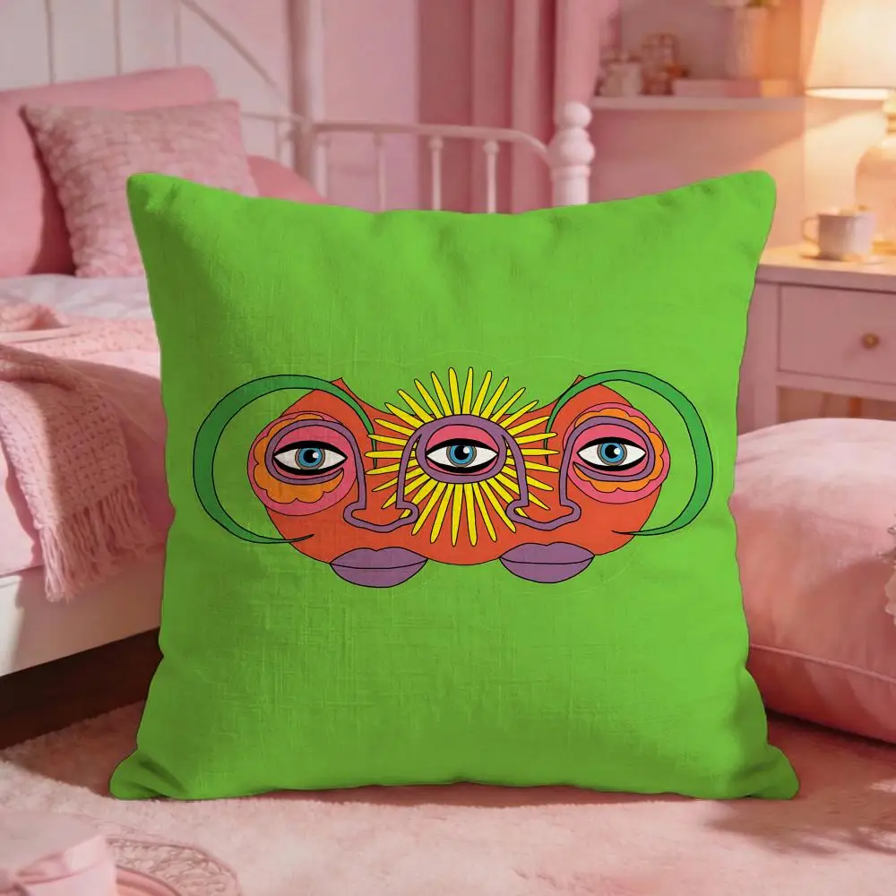 Trippy Weird MultiEye Street Cushion Cover Premium Comfort Reversible Pillow Cove -Two in One Design for Any Room & Car Interior