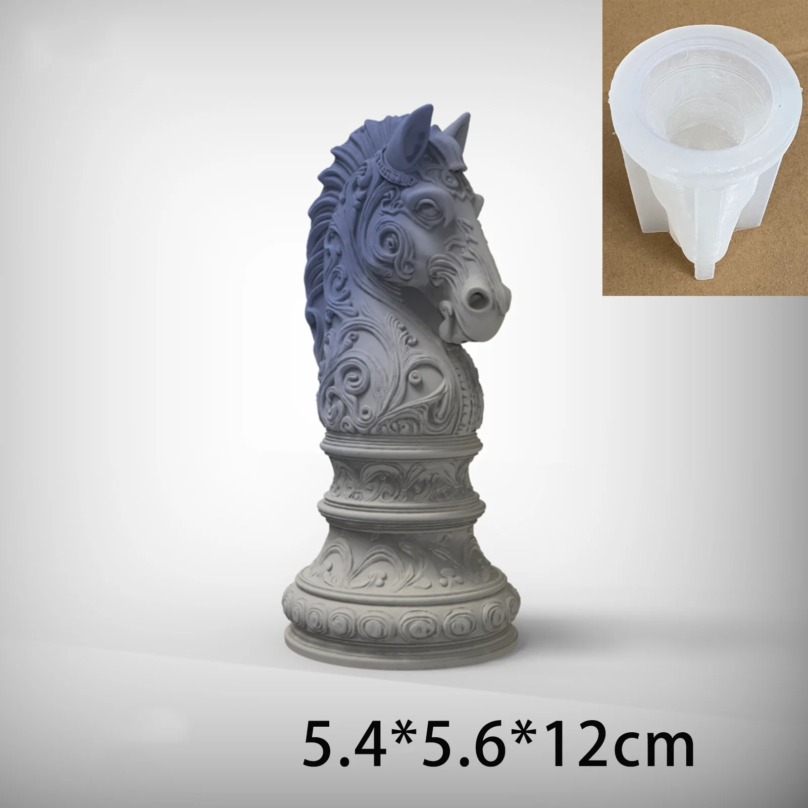 Large 3D Chess Knight Silicone Mold Vintage Horse Head Statue Resin Mould DIY Concrete Gypsum Candle Making Home Decor Ornament view 2
