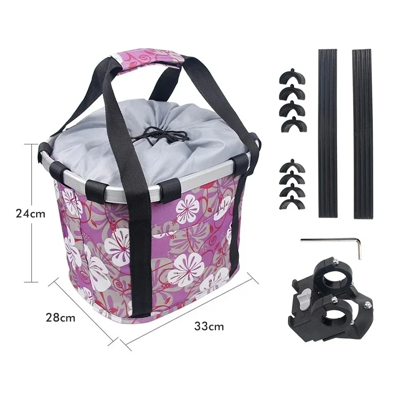 Bicycle Basket Aluminum Alloy Bicycle Front Bag 3KG Load Pet Carrier Handlebar Pannier Bicycle Storage Basket Bike Accessories