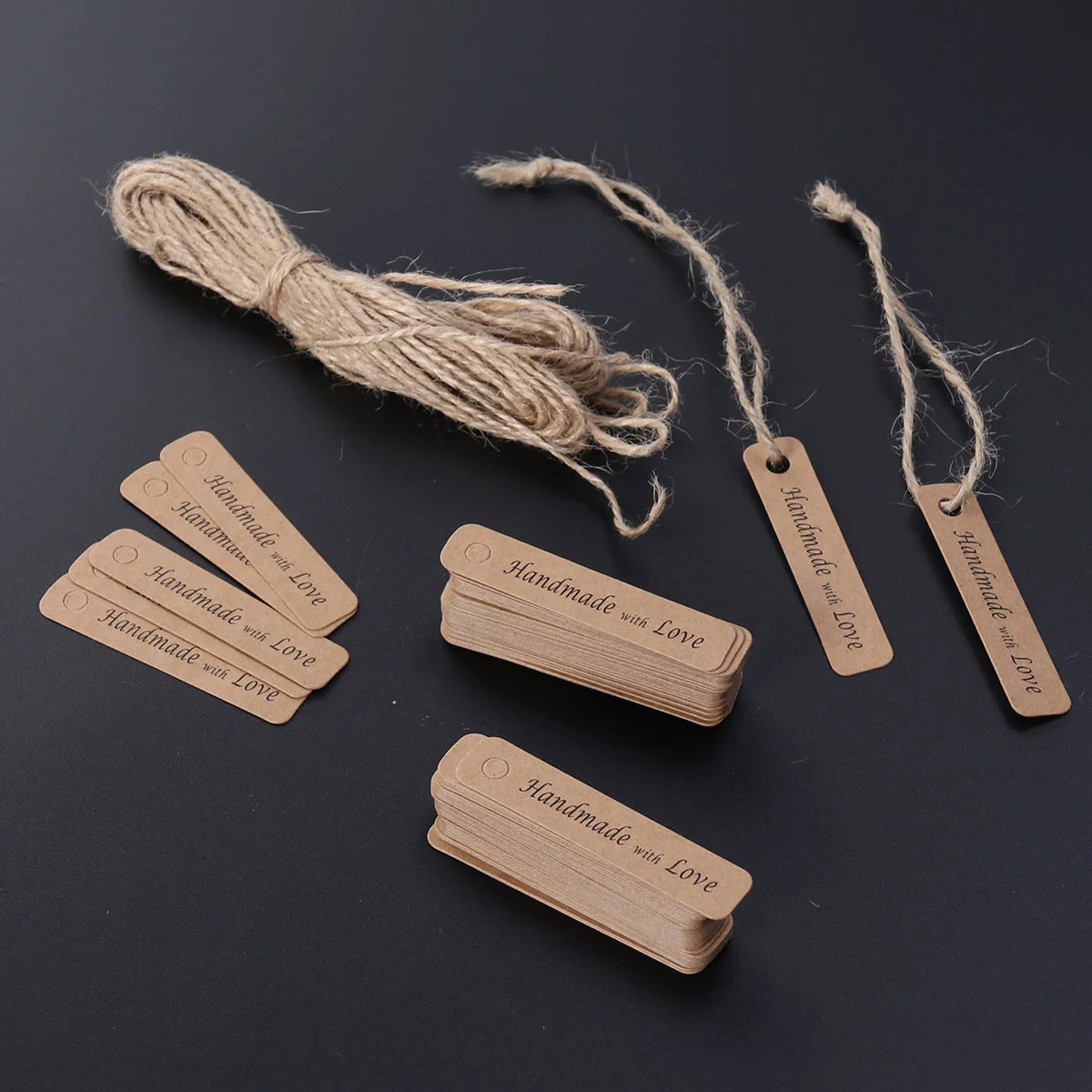 

100Pcs Kraft Paper Tags Durable Rectangular Gift Favors Labels Wedding Baking Food Packaging Hangtags with Strings
