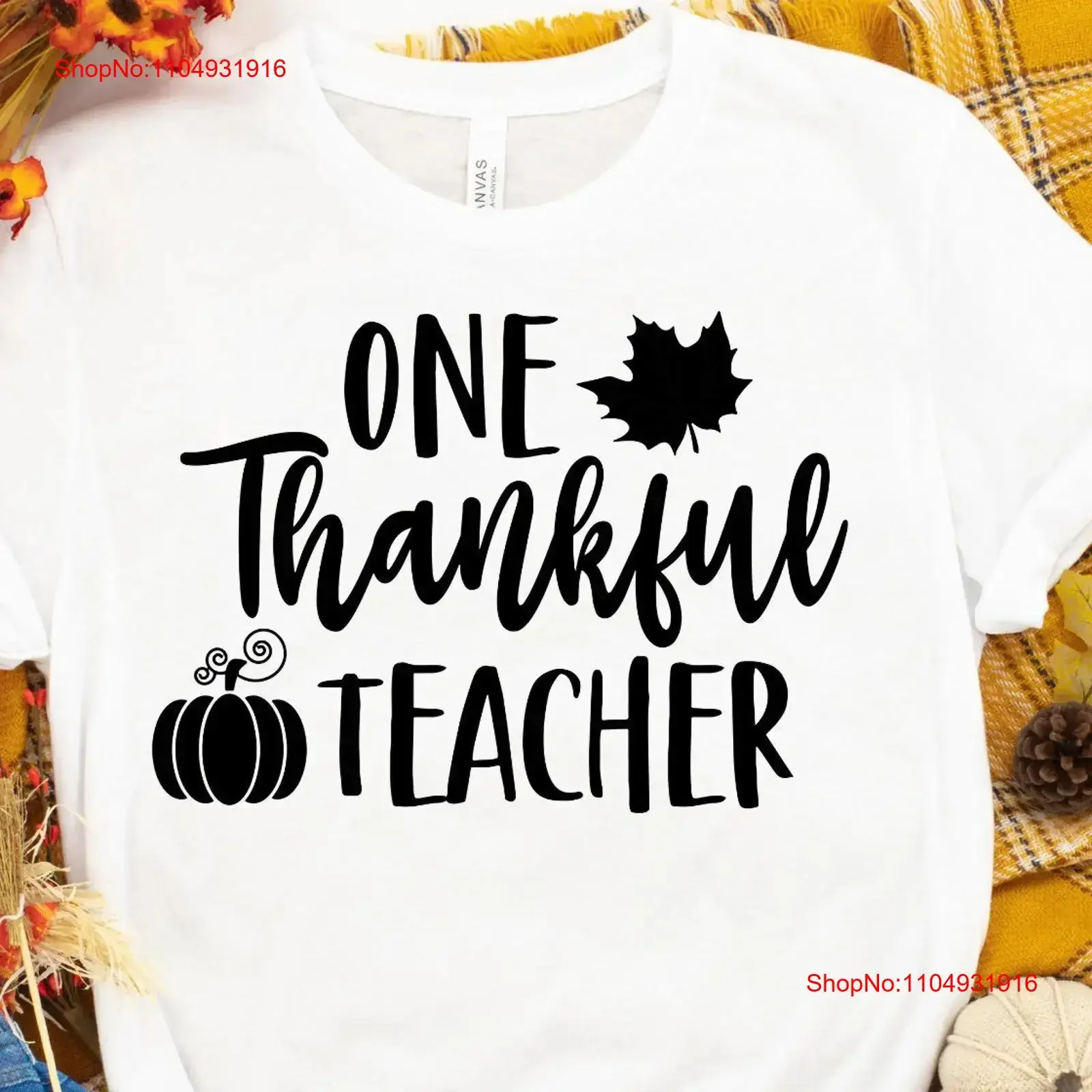 

One Thankful Teacher Fall T Shirt for Teachers Back to School Autumn vintage Washed homme fashion Soft Slightly Stretched