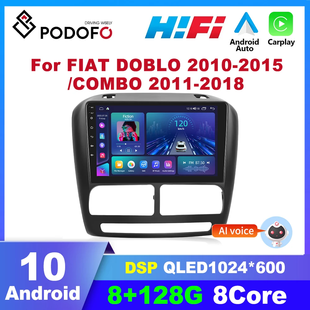 

Podofo Android 2 din Car Radio For FIAT DOBLO 2010-2015/COMBO 2011-2018 CarPlay Multimedia Player Stereo Audio Autoradio