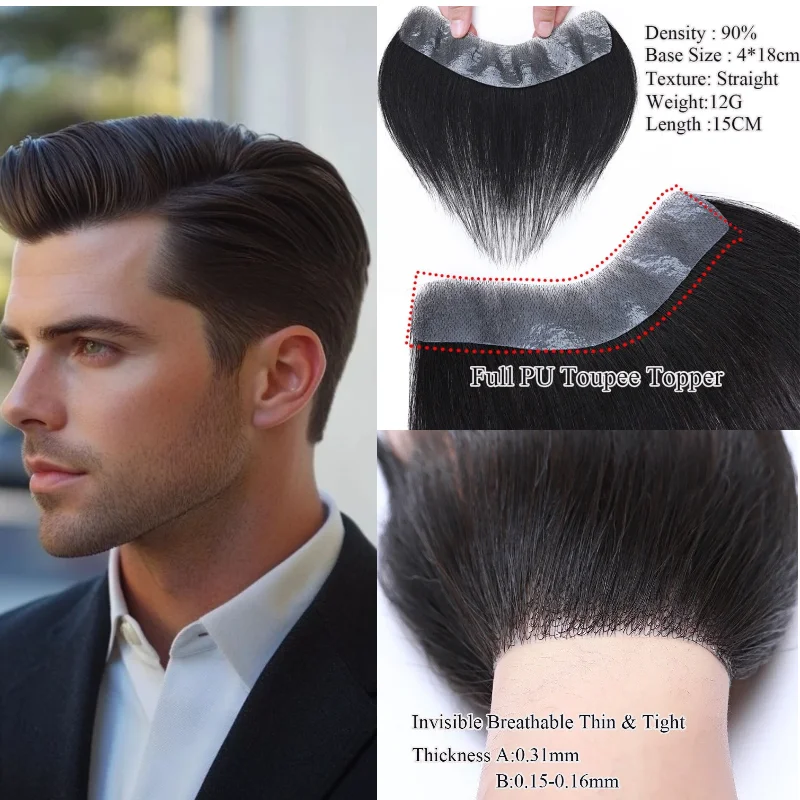 human-remy-hair-full-pu-base-men-wig-4x18cm-15cm-natural-black-007cm-hand-tied-remy-hair-for-hairline-repair-72h-ship