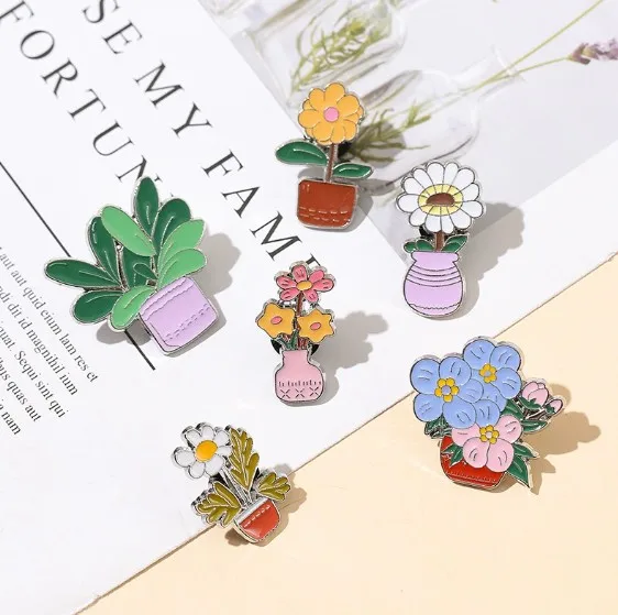 Мини-брошь-из-сплава-в-горшке-с-маленьким-цветком-капельное-масло-прямозубая-игла-рюкзак-для-девочек-значок-для-украшения-тканевой-сумки-завод
