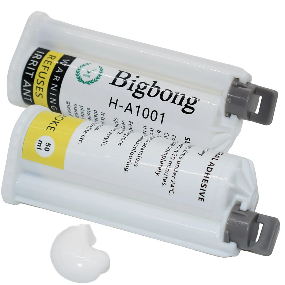100 Stück 50 ml weiße Klebstoffe, 10:1 Acrylkleber, starker Kleber, 2-komponentiger Strukturkleber AB für nahtloses Verbinden von Holz, Stein, Metall – Detail 6