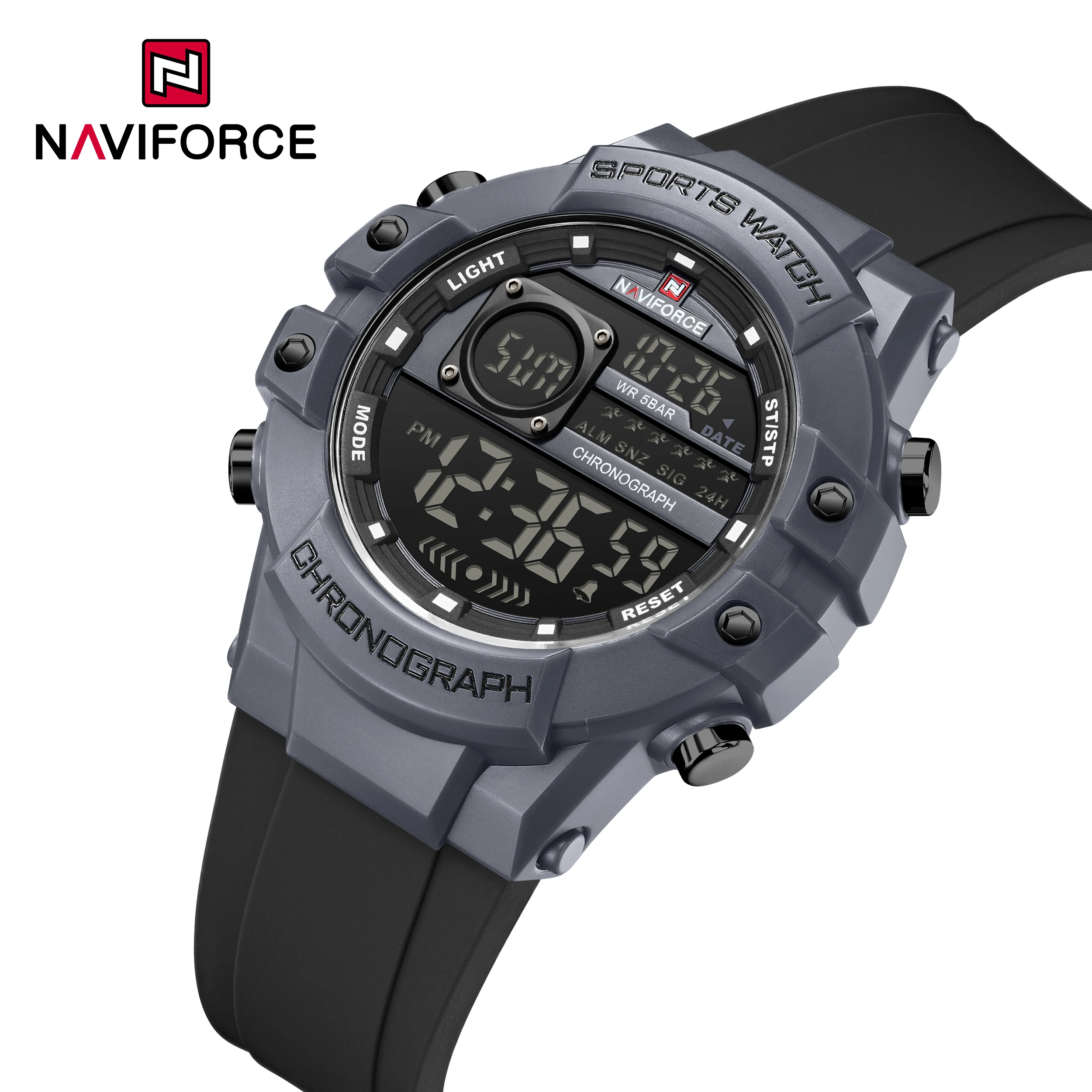 NAVIFORCE NF6102 nuevos relojes multifuncionales para hombres, pulsera deportiva de silicona con fase de Gas, pantalla Digital, electrónica para niños