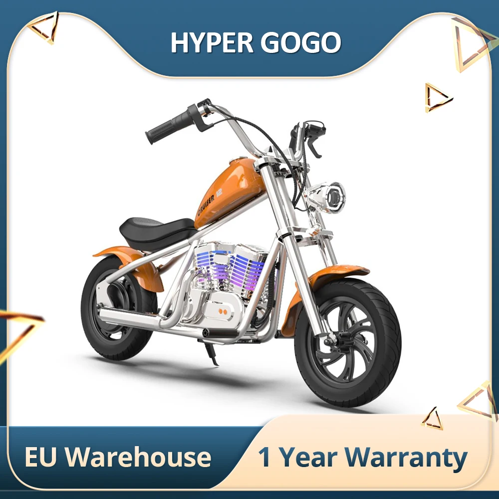 HYPER GOGO Electric Motorcycle for Kids with App 12'' Pneumatic Tires Bluetooth Speaker Fog Display EU Plug Children's Toys Bike