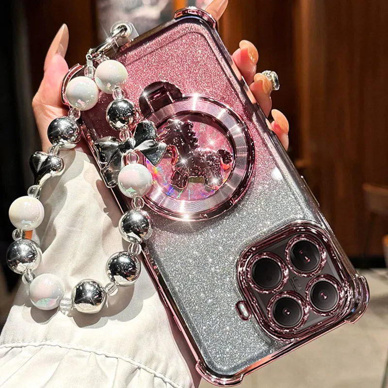 

Lucky Red phone case For Xiaomi 15T pro Cover Luxury Bing Holder Bracket Cases For Xiaomi15T Pro with phone Lanyard