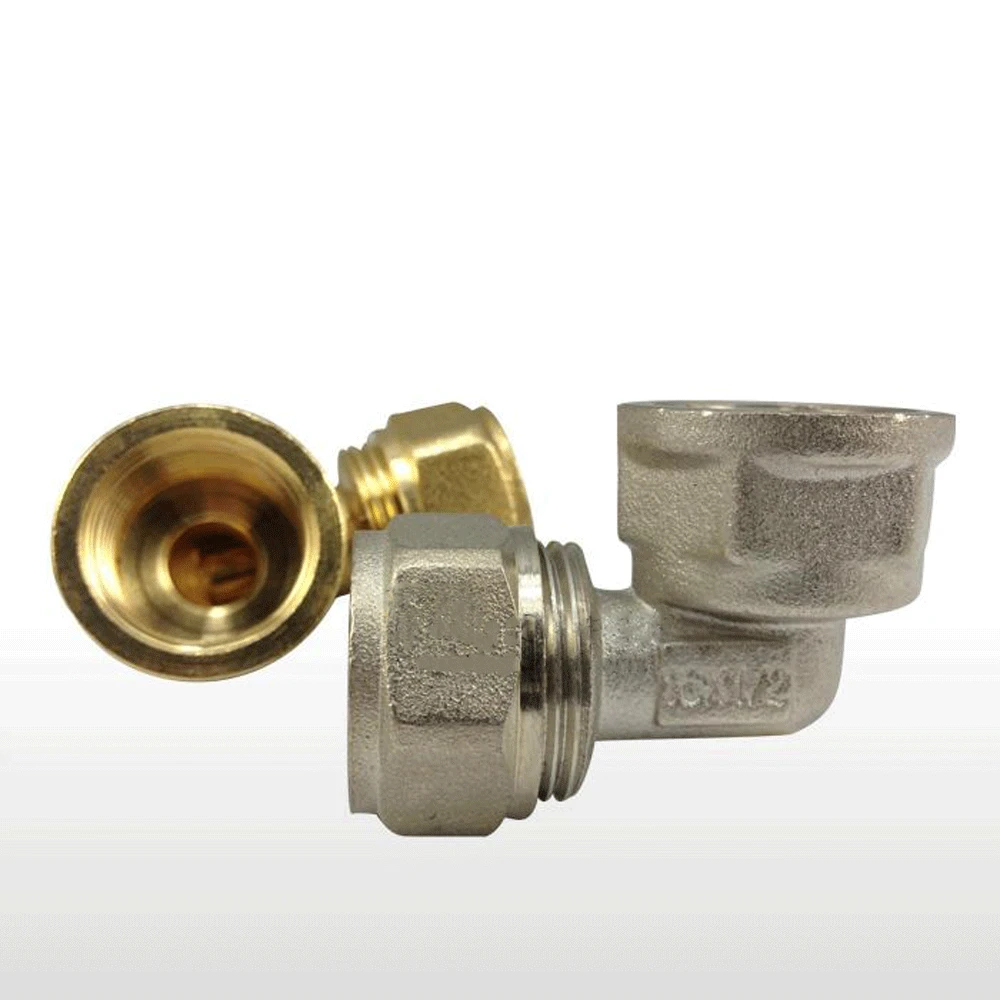 H58 Brass DN15 DN20 Female BSPP Thread Elbow Pex 1216/1418/2025 Pipe Fitting Aluminum Plastic Pipe Fittings for Floor Heating