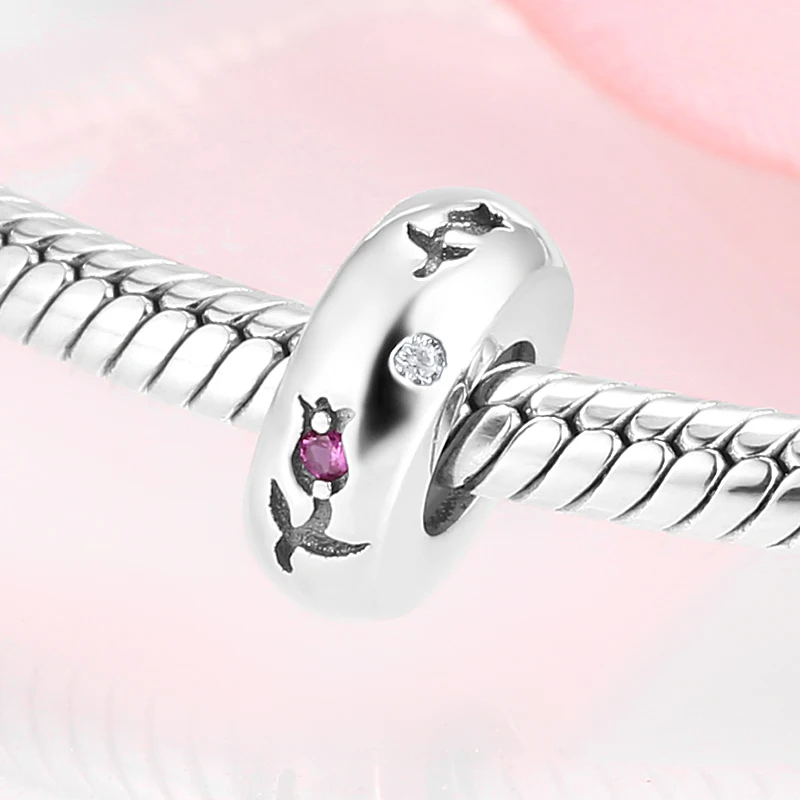 

KATAOKA Flowers Snow Trees Footprints Dog Claw Beads Zircon Stopper Charm for Snake Bracelet or Bangle 925 Sterling Silver Diy J
