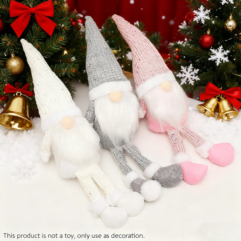1pc Christmas Ornament With Long Hat，Christmas Faceless Doll, Christmas Beard Doll Decoration, , Long Leg Christmas Doll