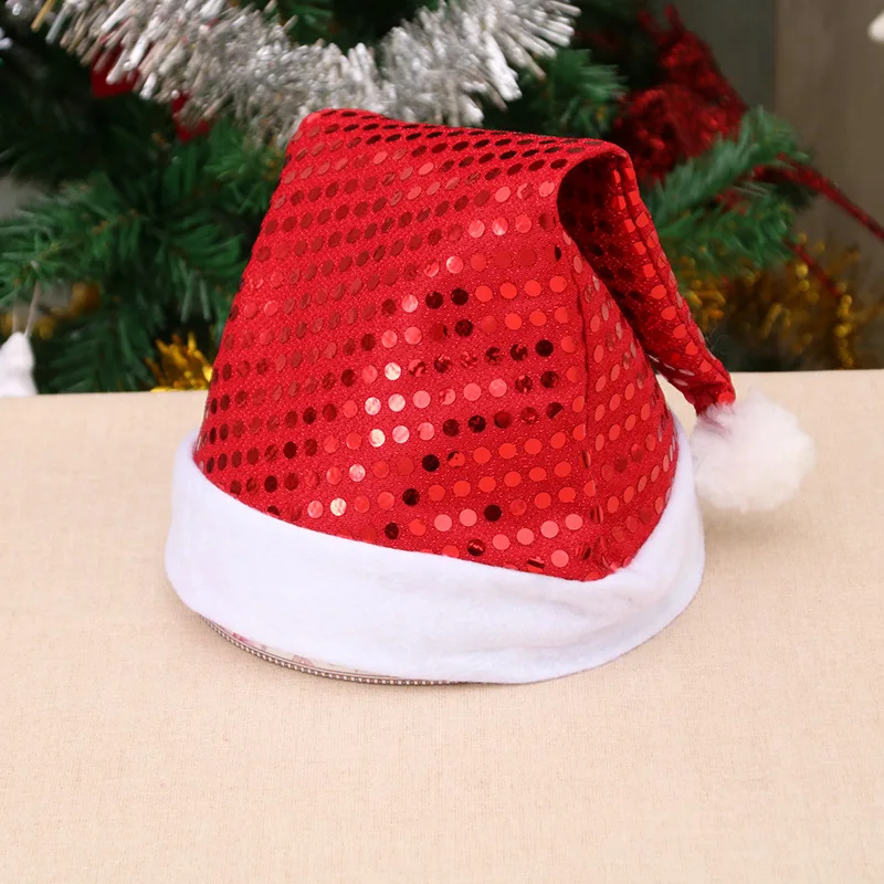 Christmas Hat Santa Hat Holiday for Adults Santa Claus Sequins Hats New Year\'s Gifts Home Merry Christmas Noel Navidad Party Sup