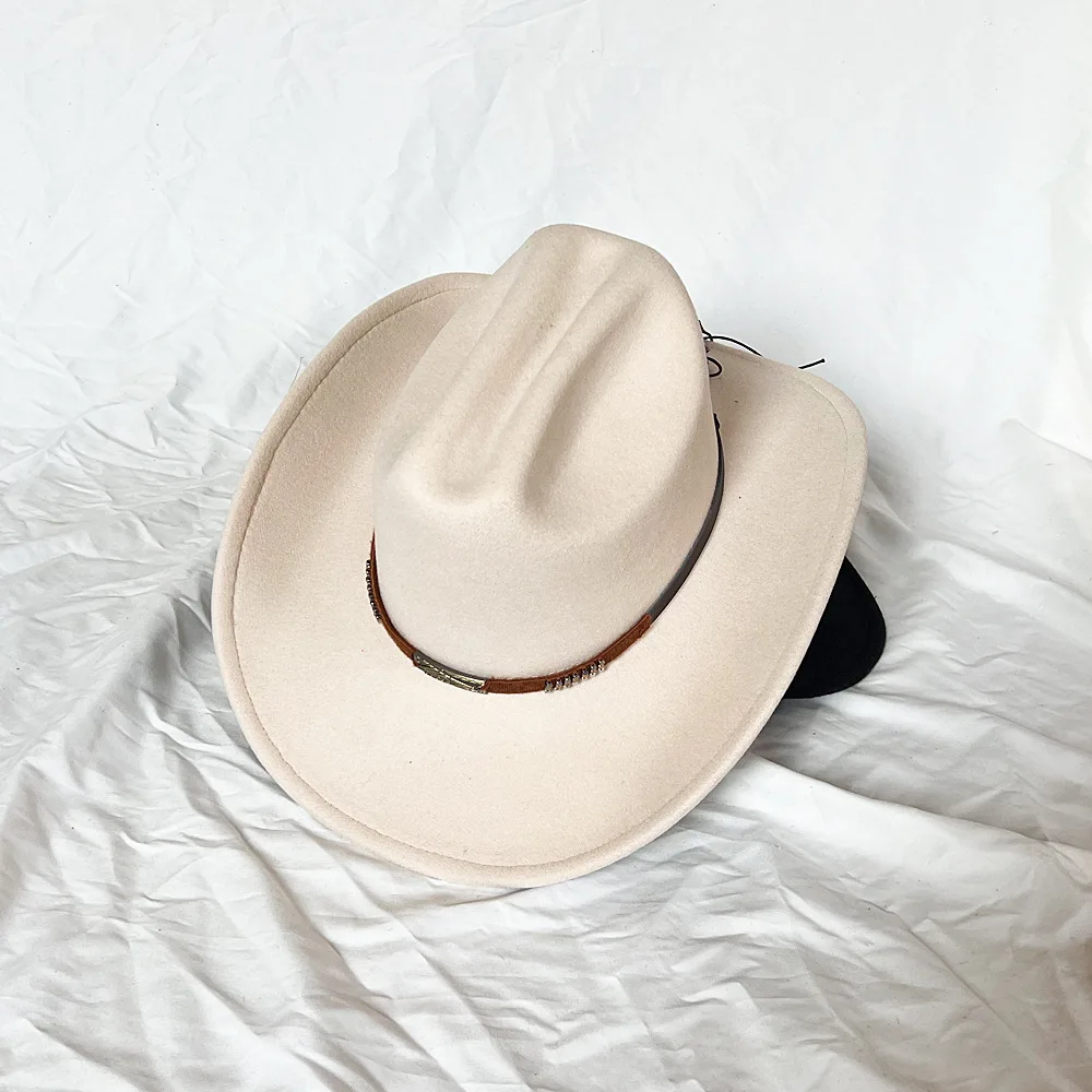 New Men Women Western Cowboy Hat With Belt Winter Autumn Church Jazz Elegant Cowgirl Sombrero Caps