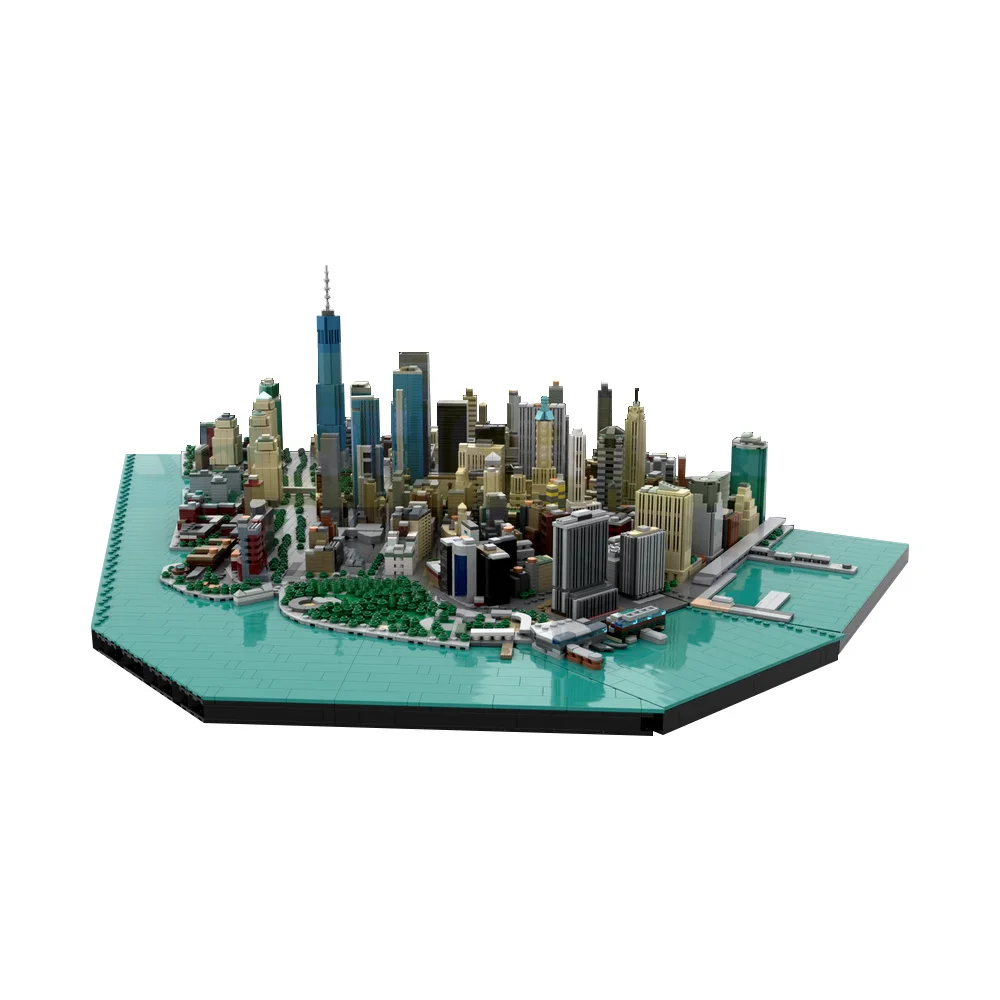 

MOC Modular New York City Financial District Bricks Financial District Street View Creative Building Blocks Assembly Toys Gifts
