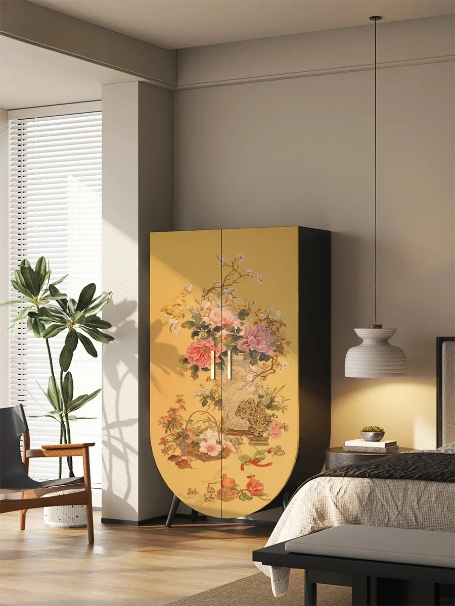 French Chinese style wardrobe storage cabinet hanging clothes corner standing cabinet