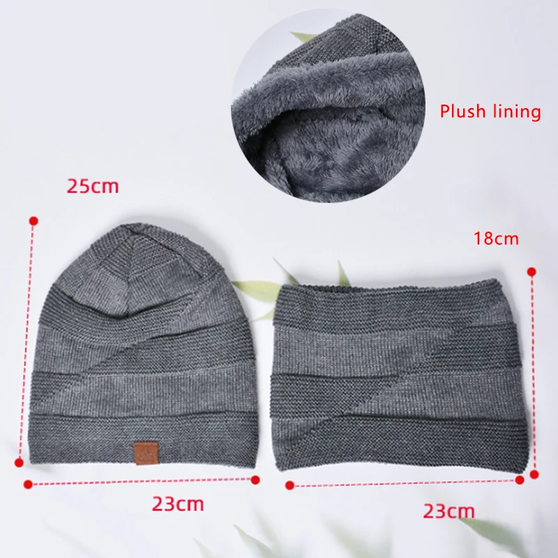 Czapka zimowa szalik dwuczęściowy ochrona słuchu cienka wełna kapelusz zwykłym skórzanym label miękki kapelusz Skullies czapki Solid Color Beanie Cap