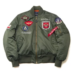 Mens Autumn Winter Top Gun Bomber Jacket Mens Windproof Waterproof MA-1 Air Force Army Vintage Pilot Motorcycle Aviator Coats