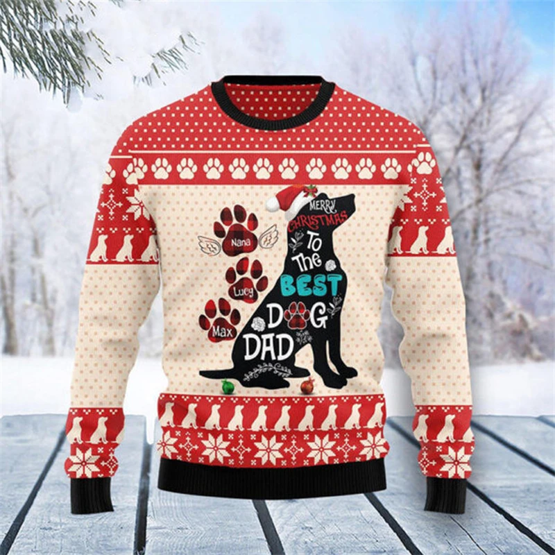 

Dogs Lover 3D Print Dachshund Dog Graphic Sweatshirts Men Women Ugly Christmas Sweater Couple Party Top Crewneck Unisex Pullover