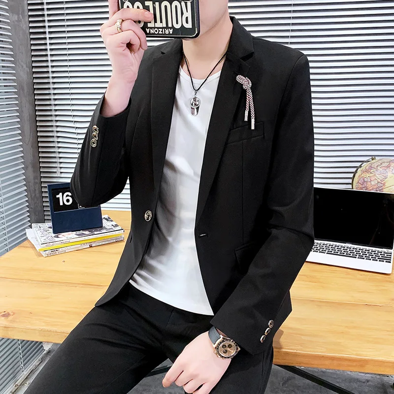 

The 2025 new men's solid-color suit set exudes a casual and high-end vibe with a cool and stylish Korean-style business fit autu