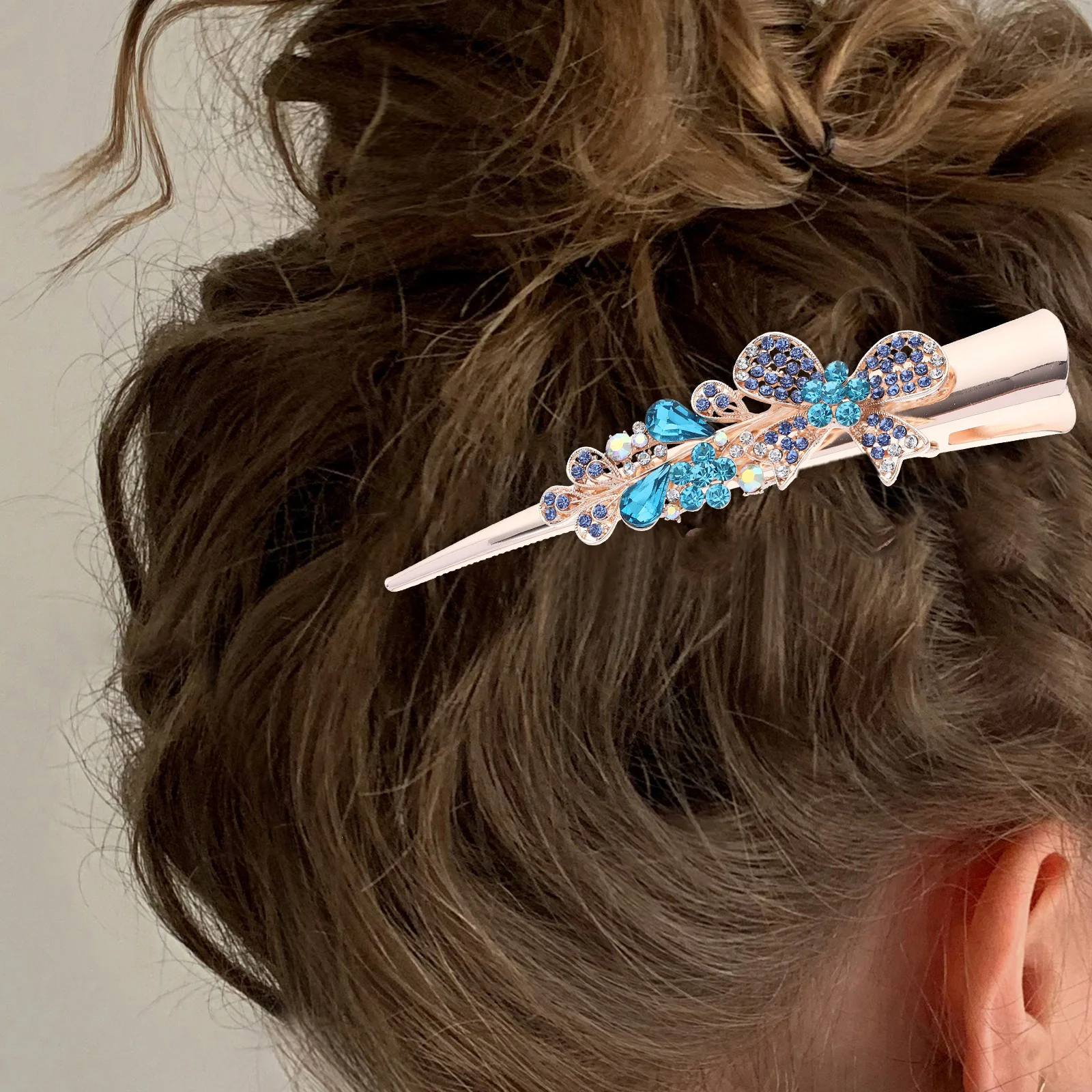 

Заколка для волос с кристаллами аллигатора, блестящая заколка в виде утконоса, винтажный аксессуар, женский элегантный дизайн со стразами, вечерние, повседневная одежда, уникальная