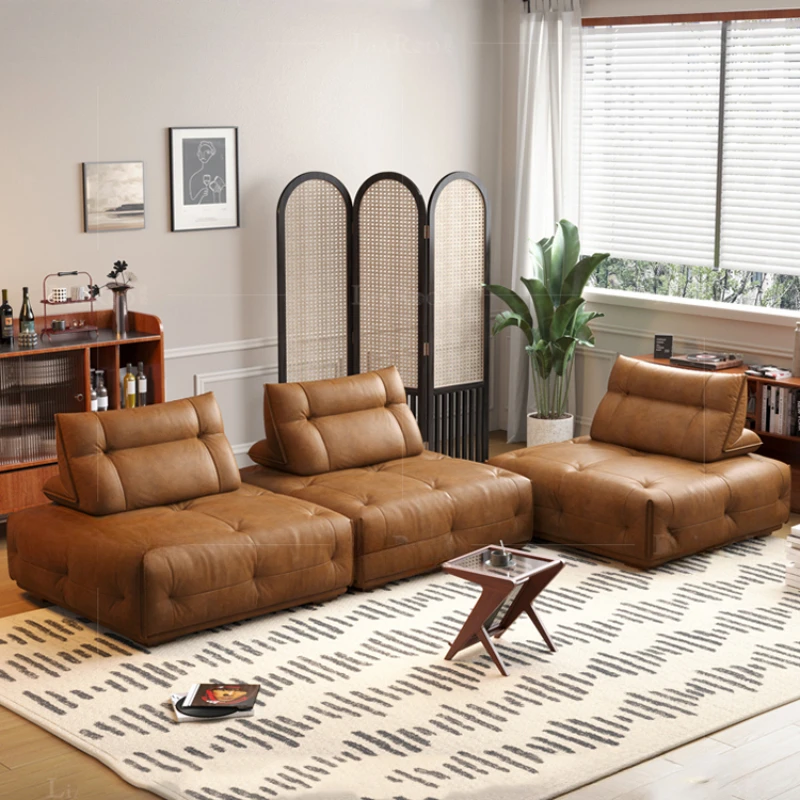 

Adults Sleep Living Room Couch European Brown Villa Modular Corner Sectional Sofa Double Lounge Leather Canape Salon Furniture