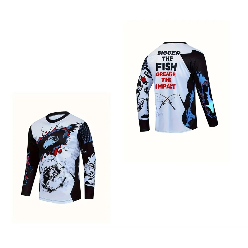 أزياء قمصان الصيد نمط طباعة في الهواء الطلق طويلة الأكمام الخريف قميص للرجال الشارع الشهير الذكور تي شيرت ملابس رجالية عادية