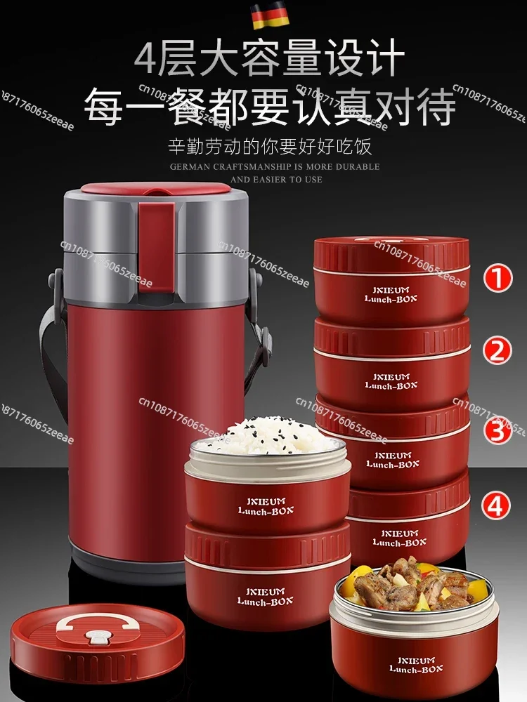 Bento Lunch Box Barrels Extra Long Insulation Portable Student Multi-Layer Office Worker Large Capacity Rice Bucket 316L