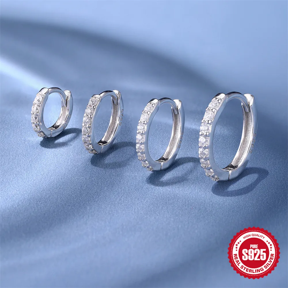 

Сверкающие серьги с муассанитом цвета D, стерлинговое серебро 925 пробы, классические серьги-кольца с блестящими бриллиантами для женщин, изящные ювелирные изделия