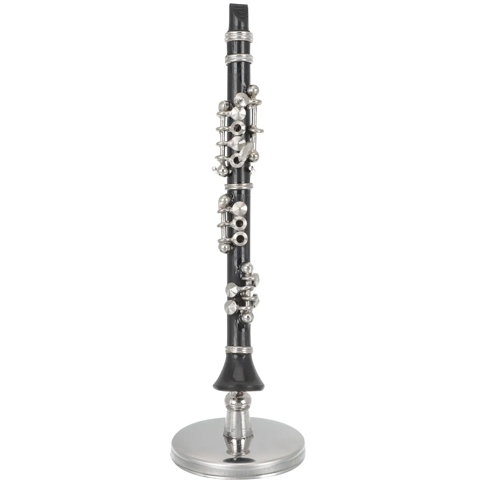 

Mini Clarinet Model Realistic Copper Finish Musical Decoration Home Accessories Miniature Wind Instrument