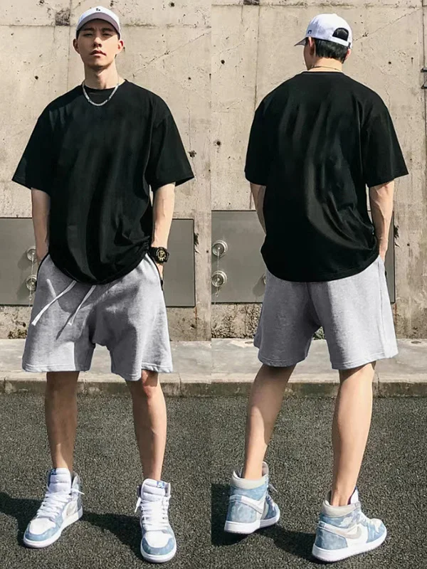 

Мужские повседневные орты очень большого размера, однотонные летние, свободные, винтажные, американские, длина пять четвертей, дышащие орты