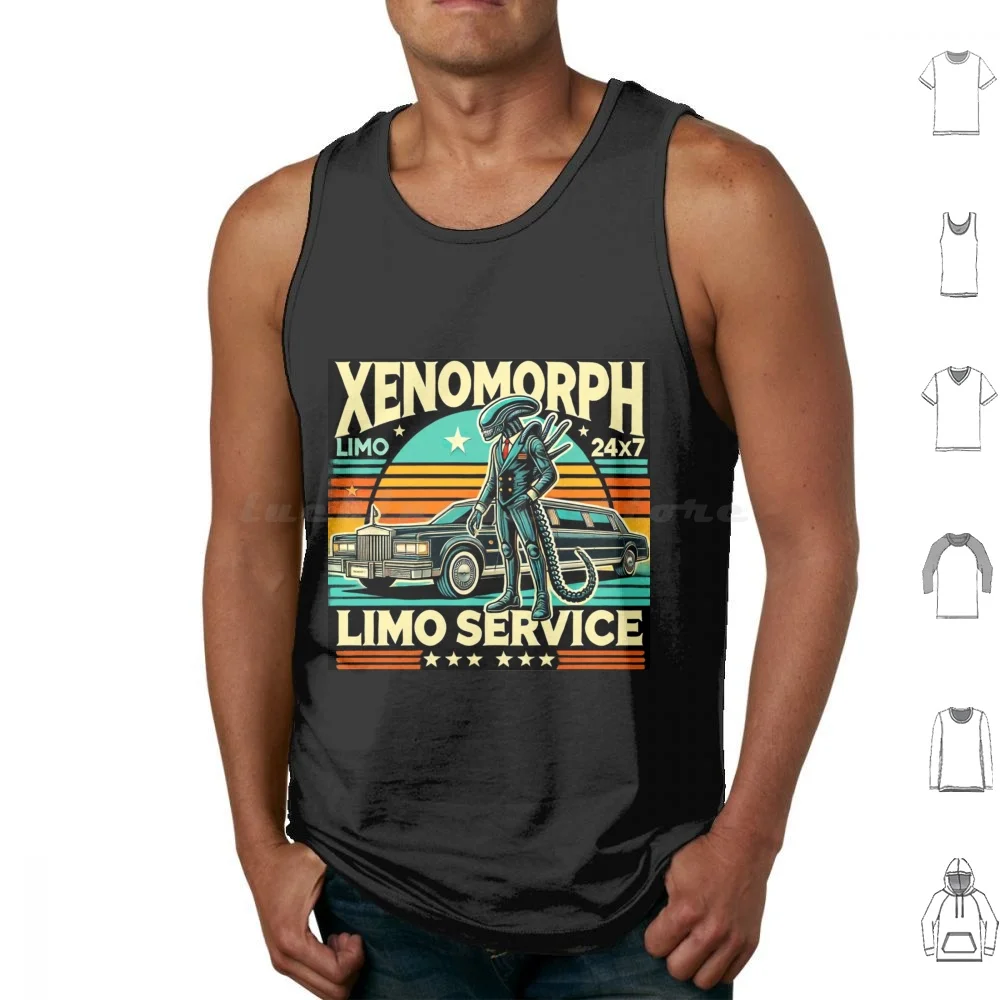 Xenomorph-Limousine Service Tank Tops Vest Sleeveless Xenomorph Monster Science Fiction Humor Funny Limousine Silt Terror